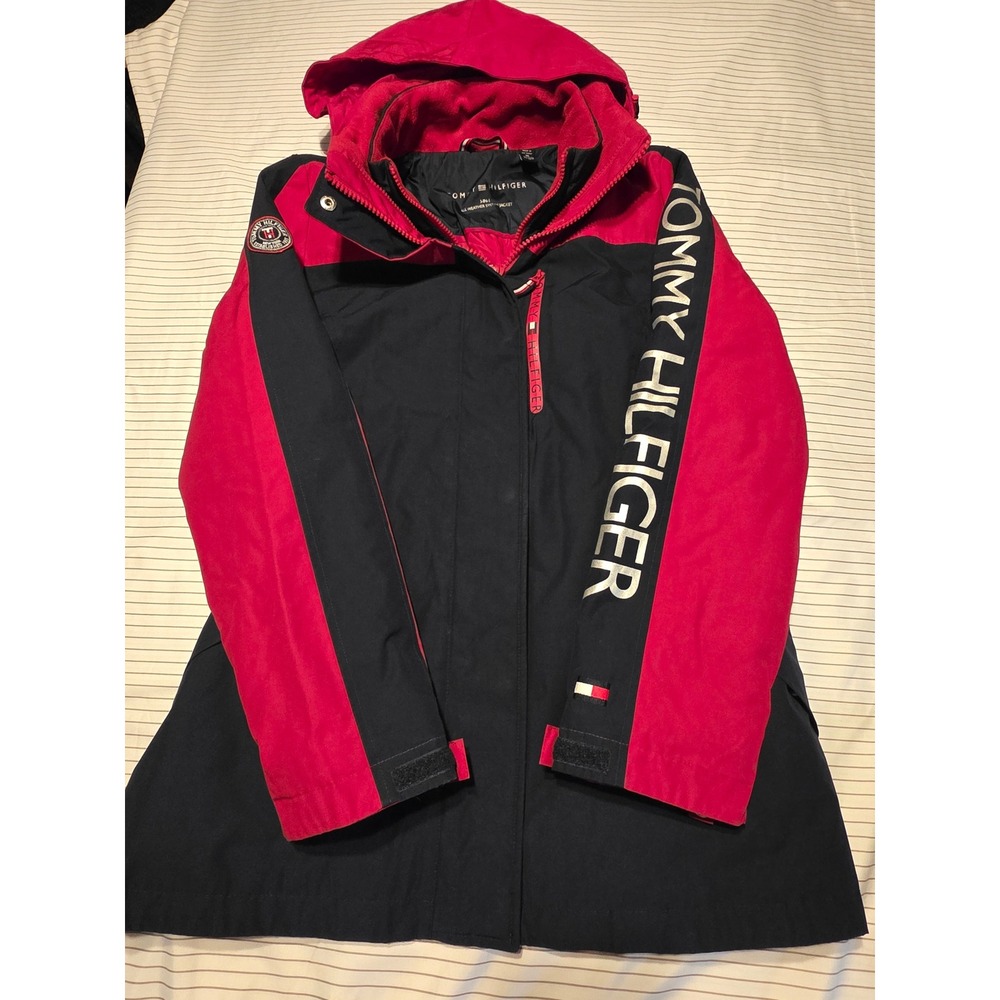 1064 Tommy Hilfiger 3-in-1 All Weather System Jacket Red Navy Blue Hooded M